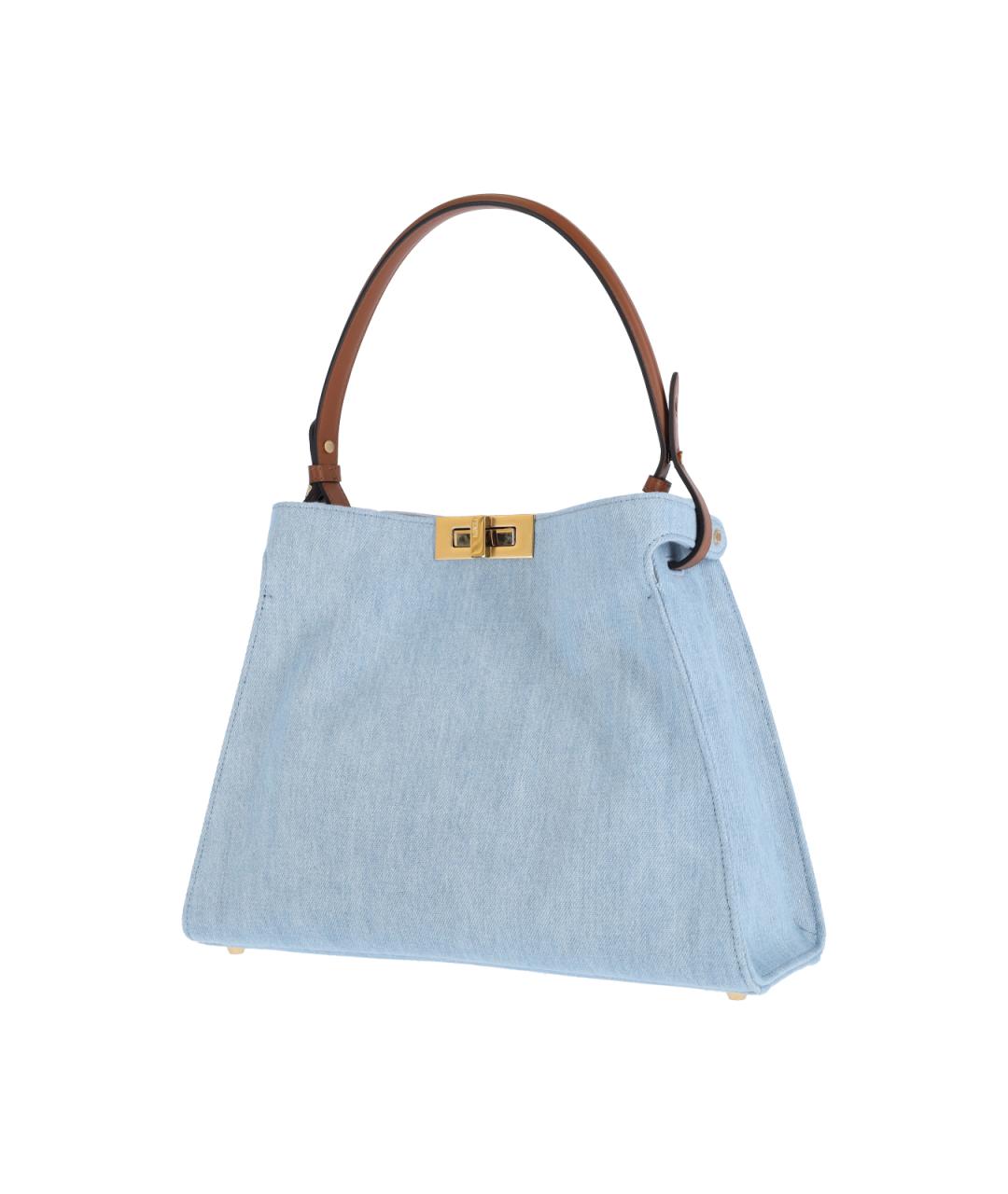 FENDI Голубая хлопковая сумка тоут, фото 2