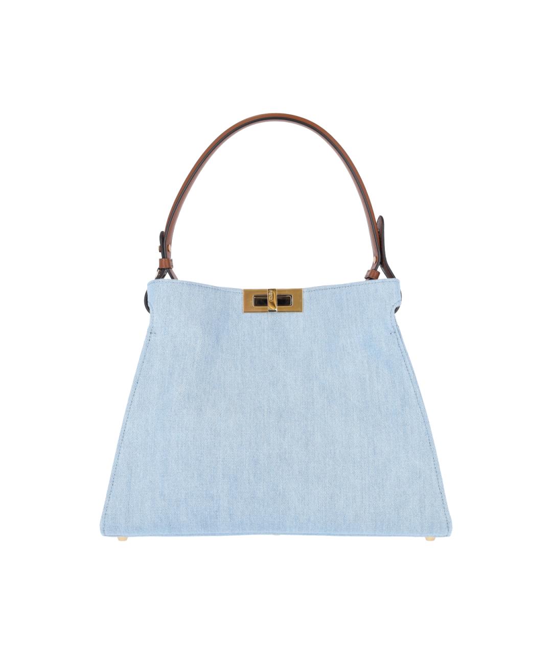 FENDI Голубая хлопковая сумка тоут, фото 1