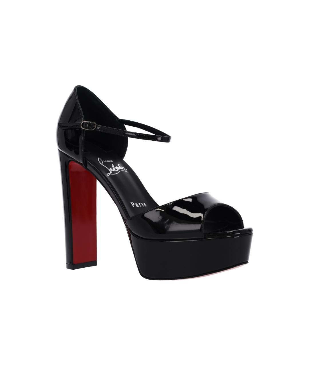 CHRISTIAN LOUBOUTIN Черные кожаные босоножки, фото 2