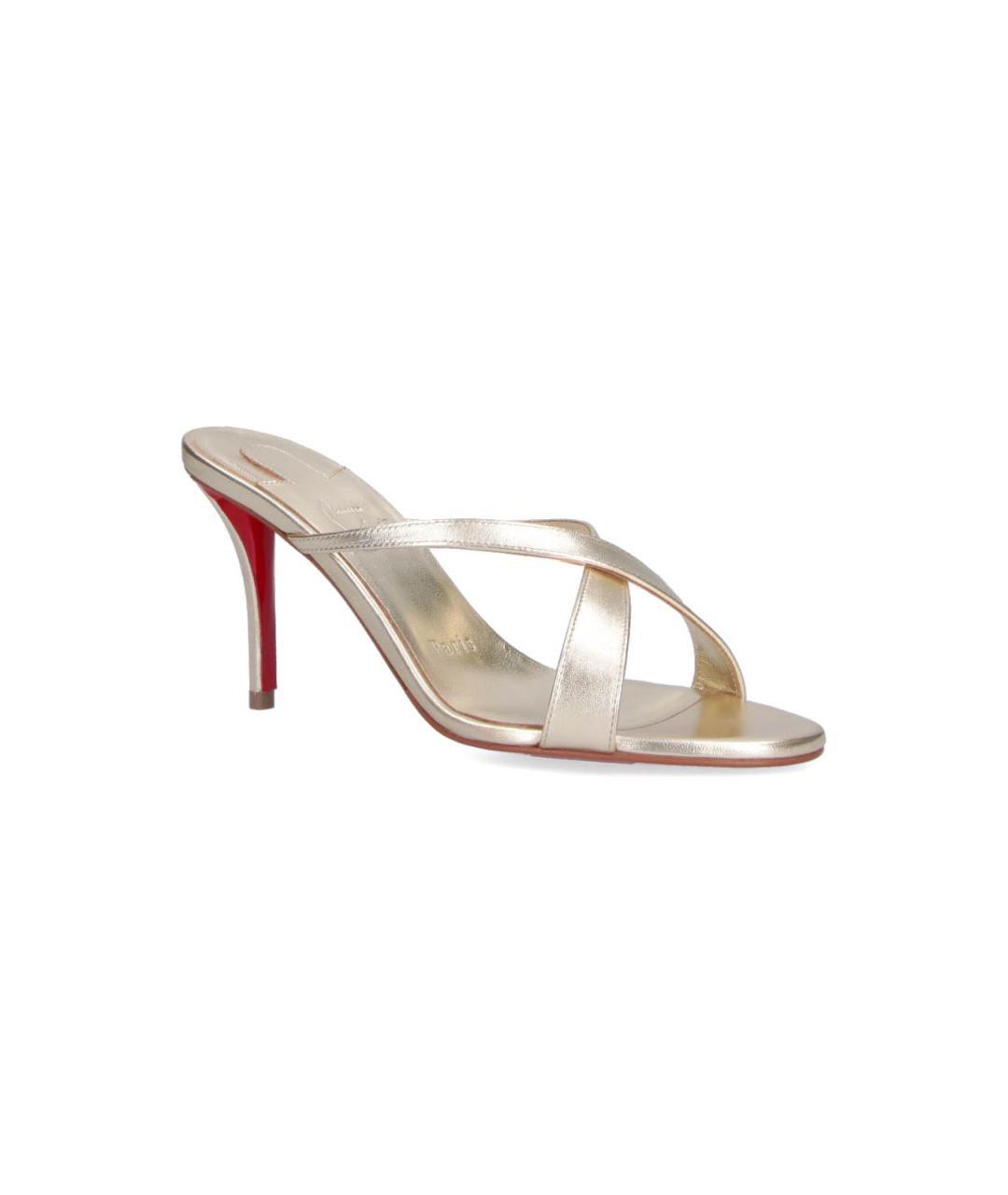 CHRISTIAN LOUBOUTIN Серебряные кожаные сандалии, фото 2