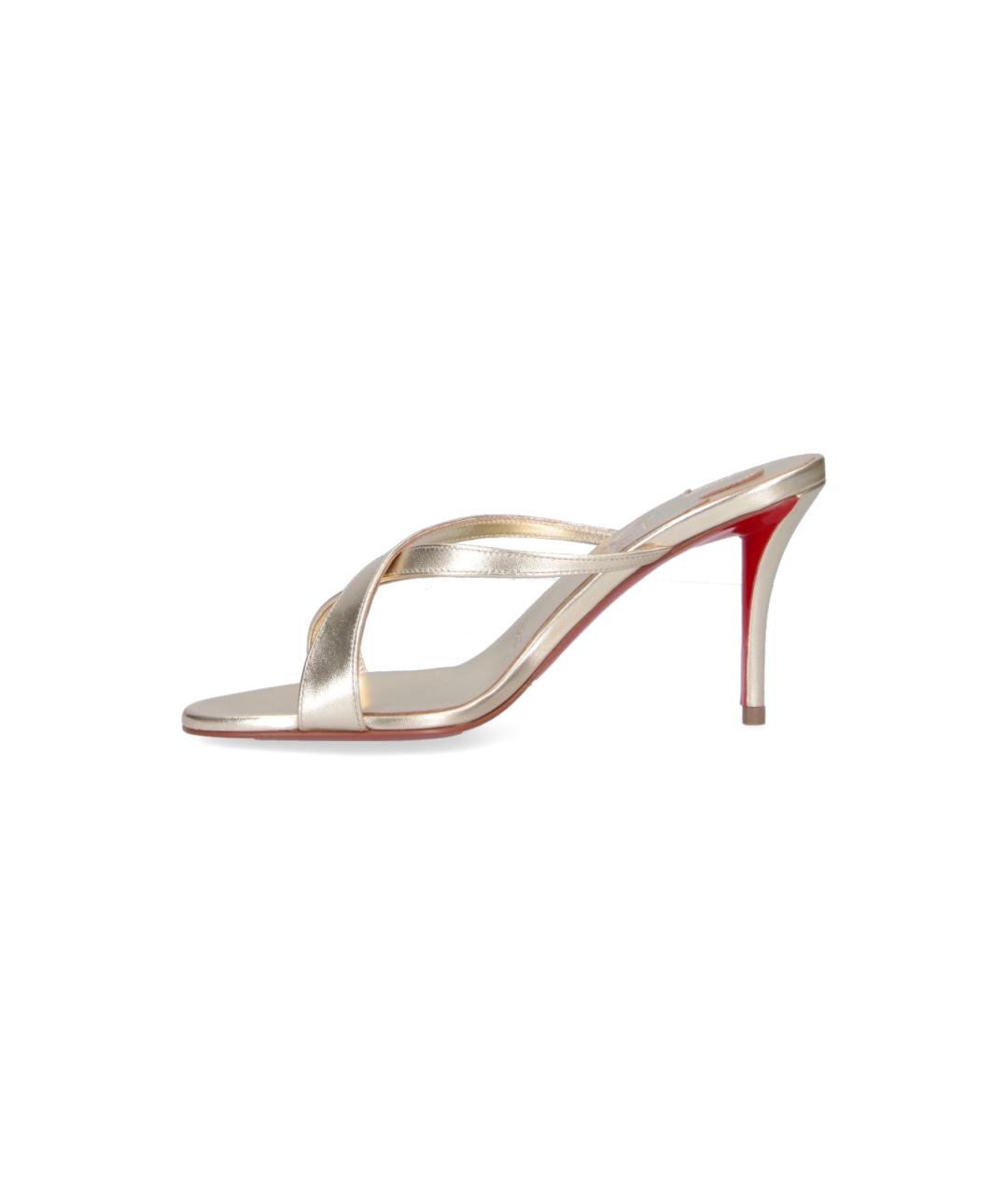 CHRISTIAN LOUBOUTIN Серебряные кожаные сандалии, фото 3