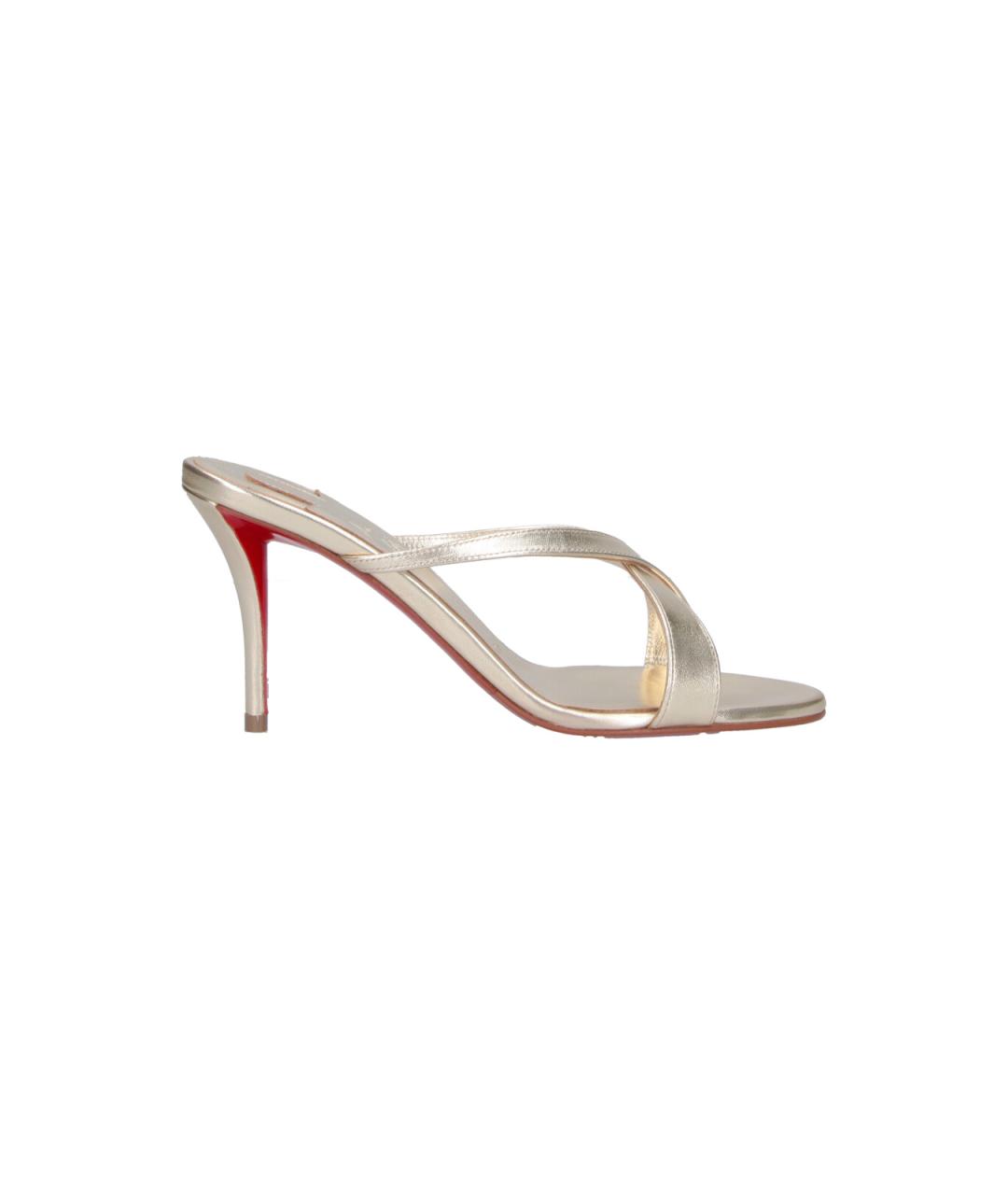 CHRISTIAN LOUBOUTIN Серебряные кожаные сандалии, фото 1