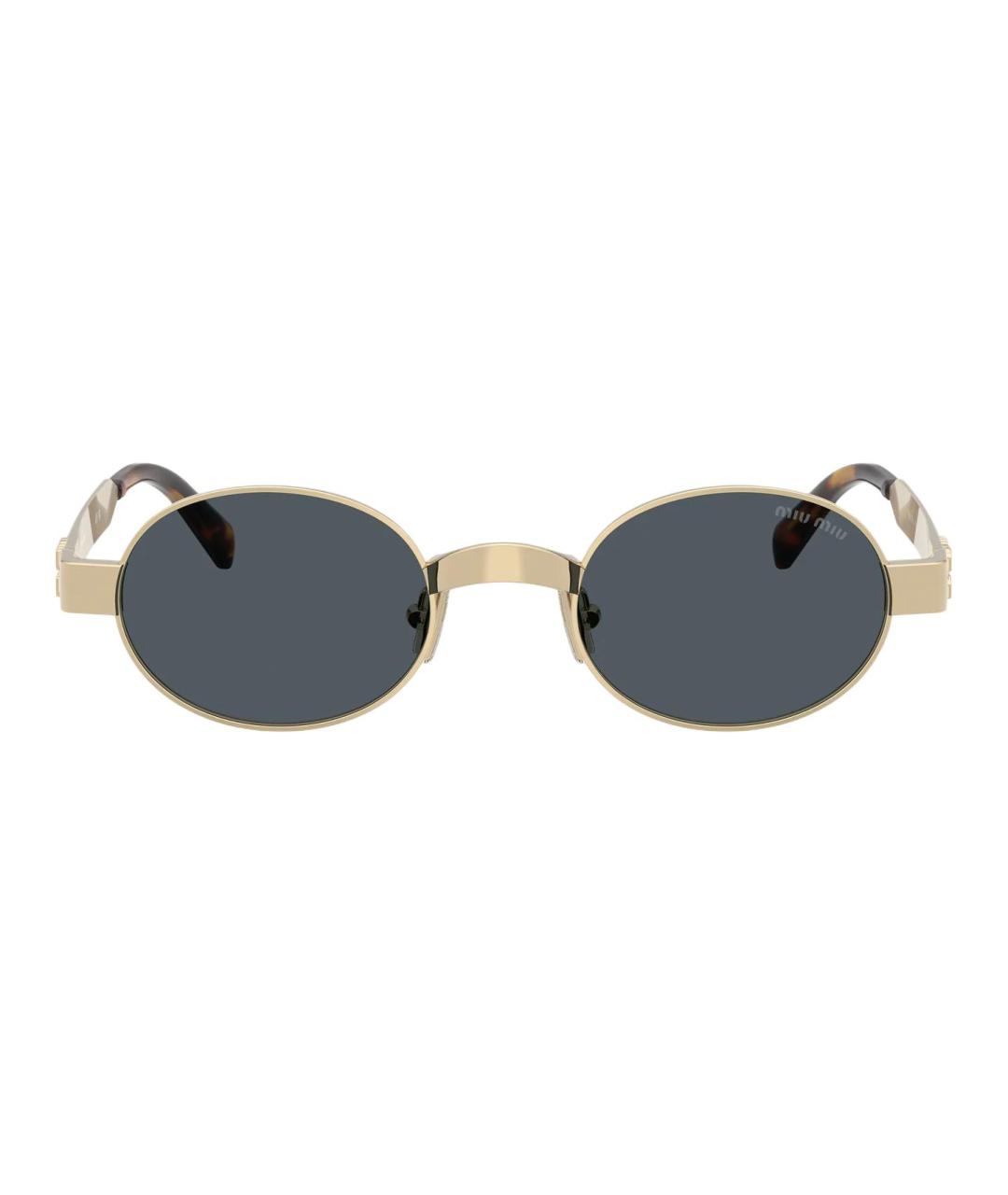 MIU MIU Золотые металлические солнцезащитные очки, фото 2