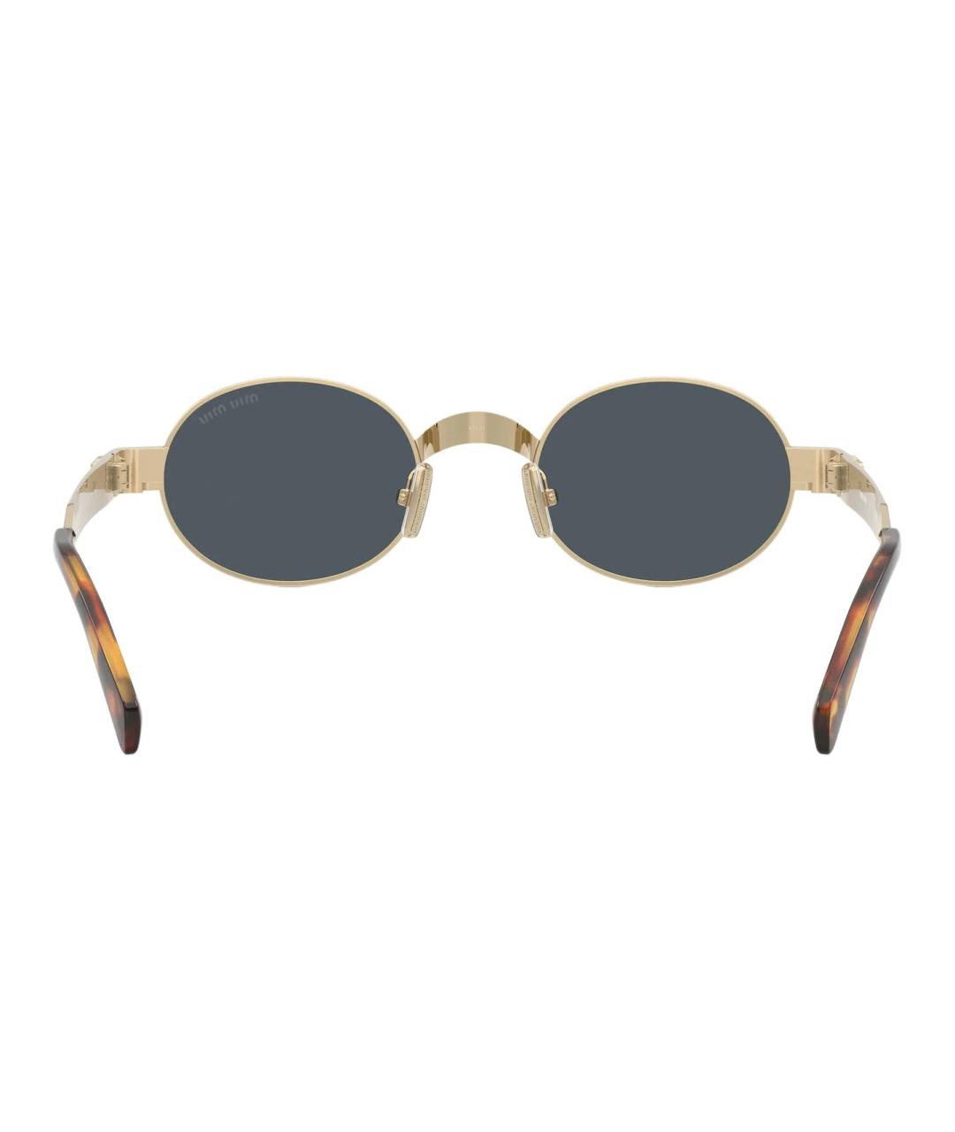 MIU MIU Золотые металлические солнцезащитные очки, фото 4