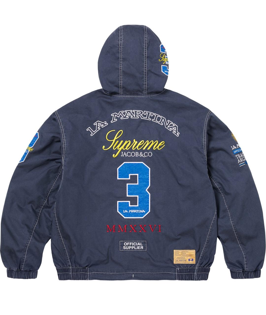 SUPREME Темно-синяя хлопковая куртка, фото 4