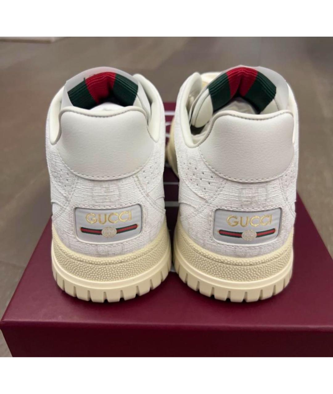 GUCCI Белые кожаные кроссовки, фото 5