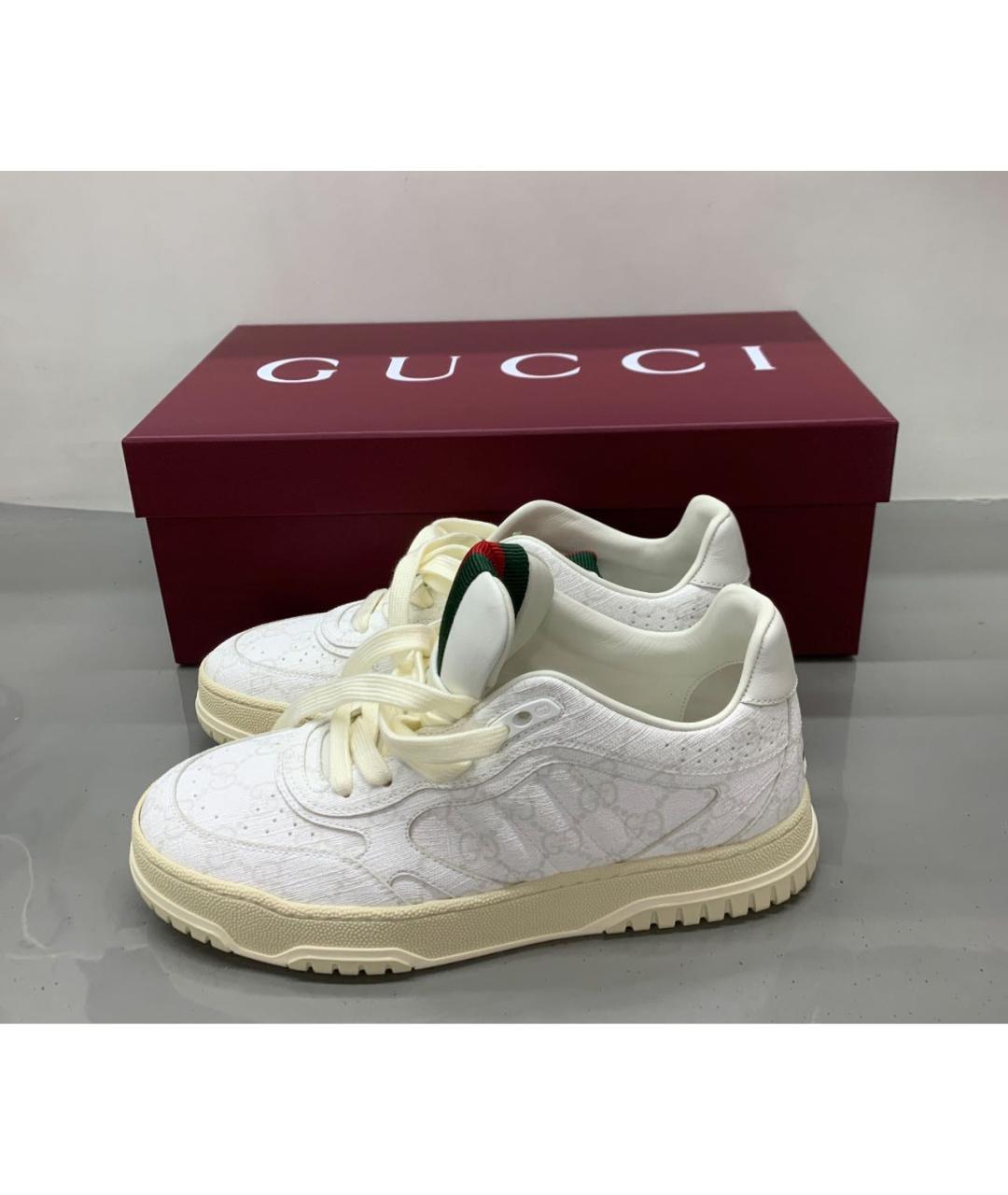 GUCCI Белые кожаные кроссовки, фото 2