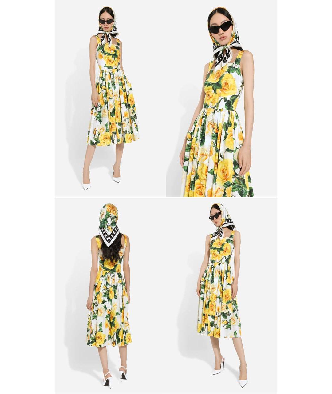 DOLCE&GABBANA Мульти хлопковое повседневное платье, фото 8