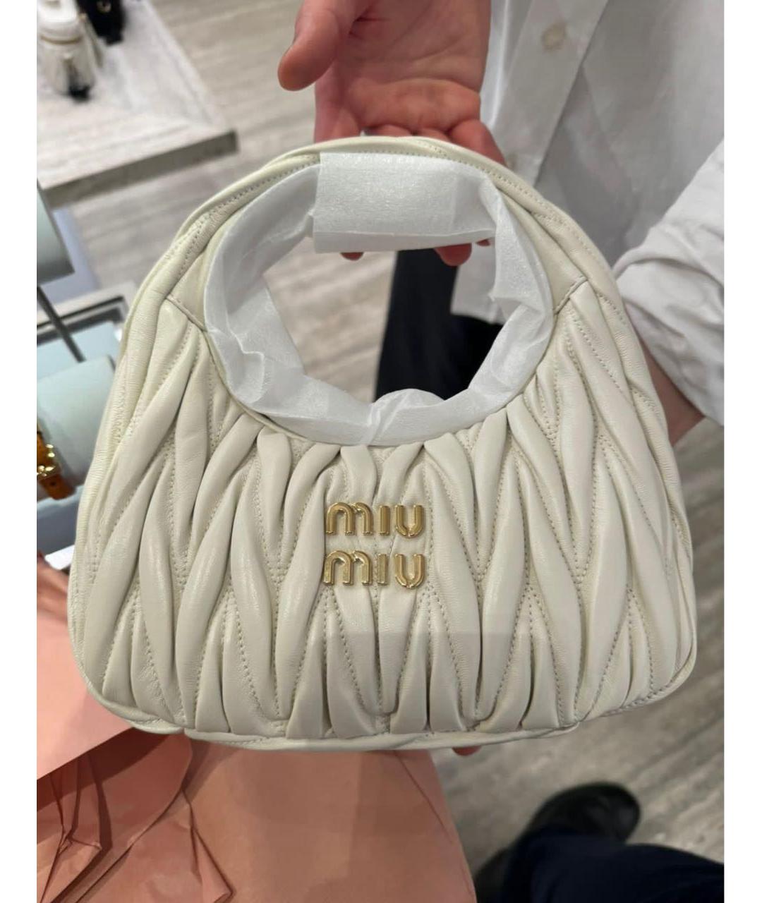 MIU MIU Белая кожаная сумка через плечо, фото 4