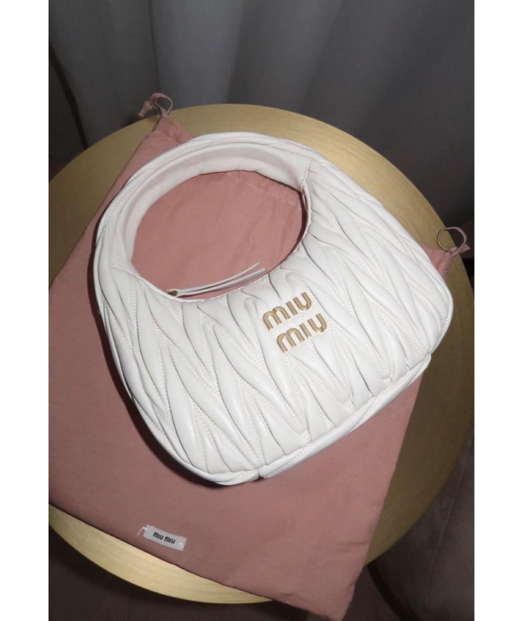 MIU MIU Белая кожаная сумка через плечо, фото 2