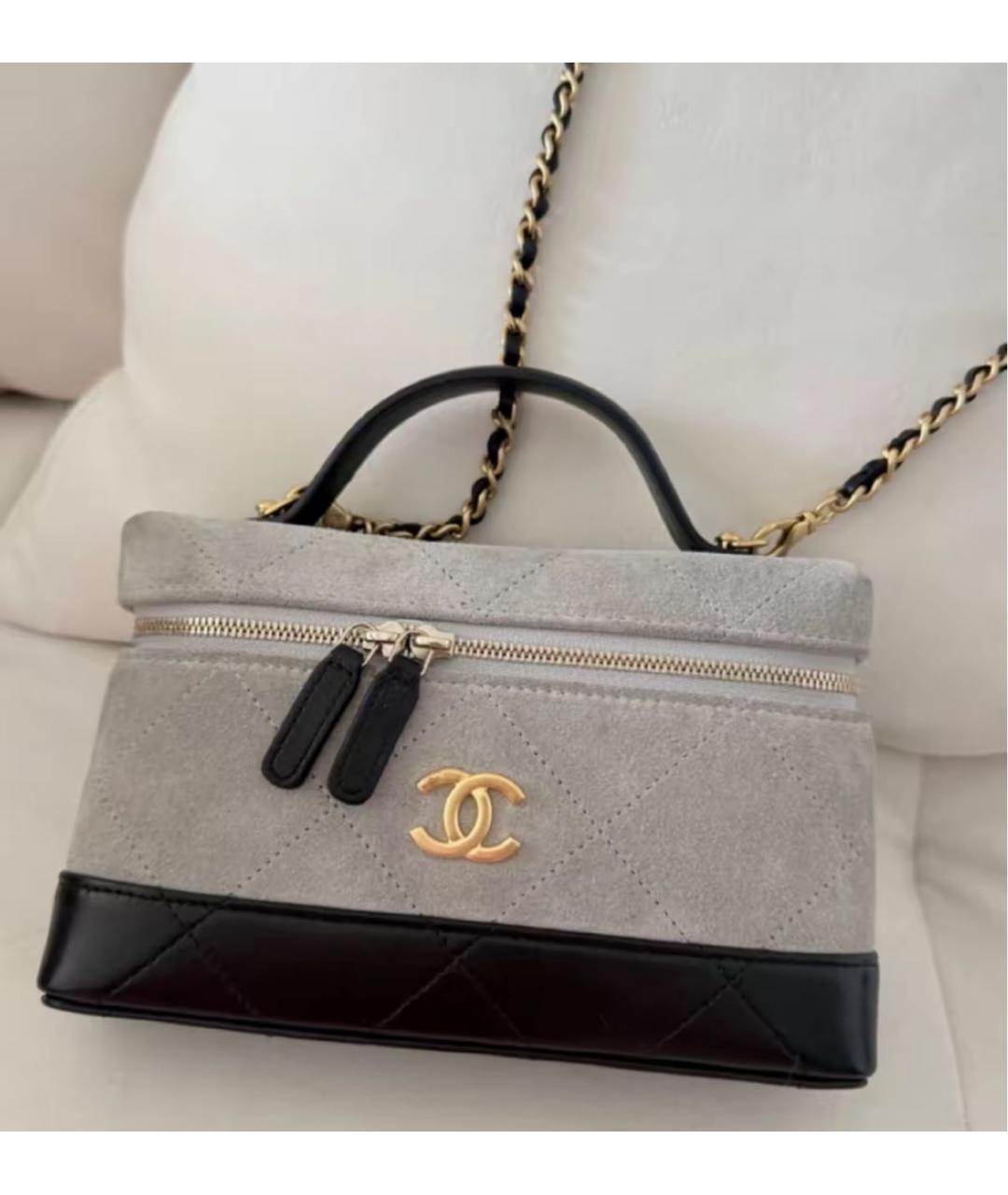 CHANEL Серая замшевая сумка через плечо, фото 6