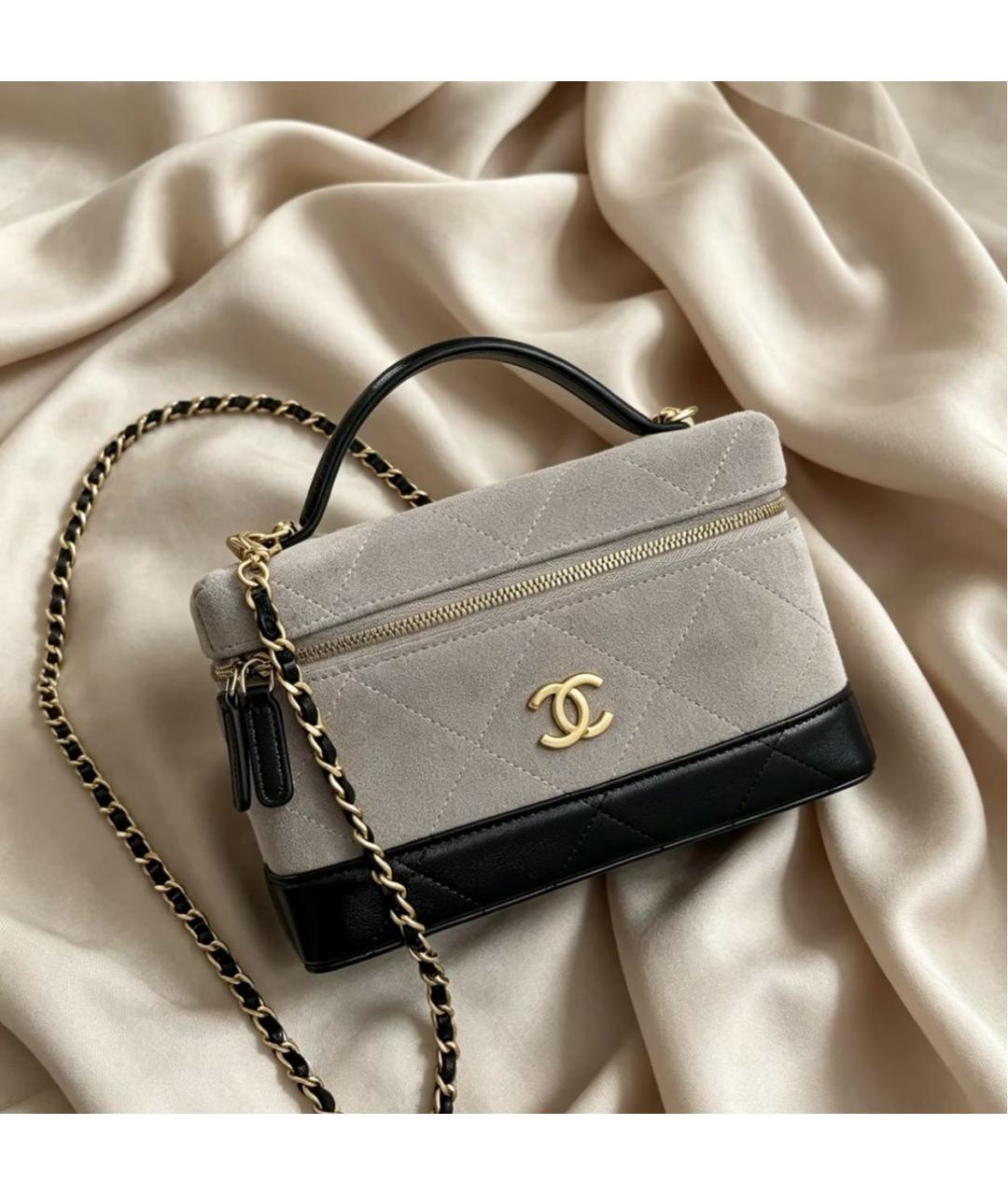 CHANEL Серая замшевая сумка через плечо, фото 7