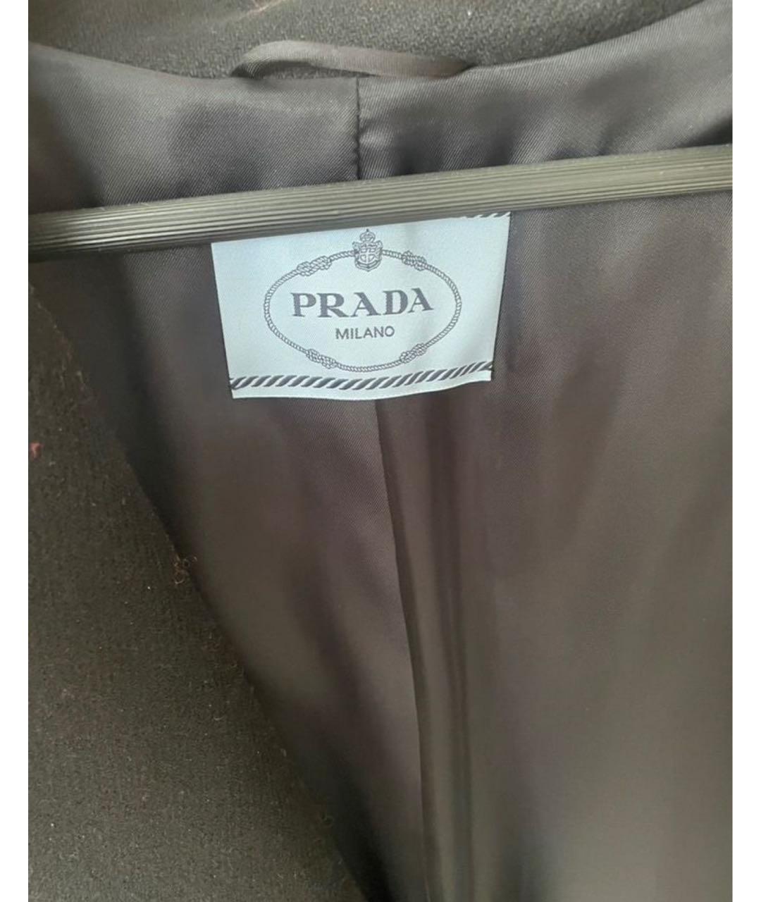 PRADA Черное шерстяное пальто, фото 3