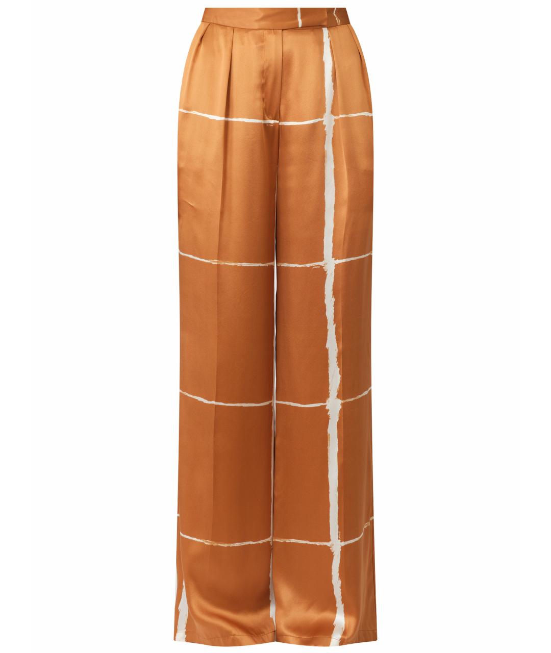 KITON Коричневые шелковые прямые брюки, фото 1