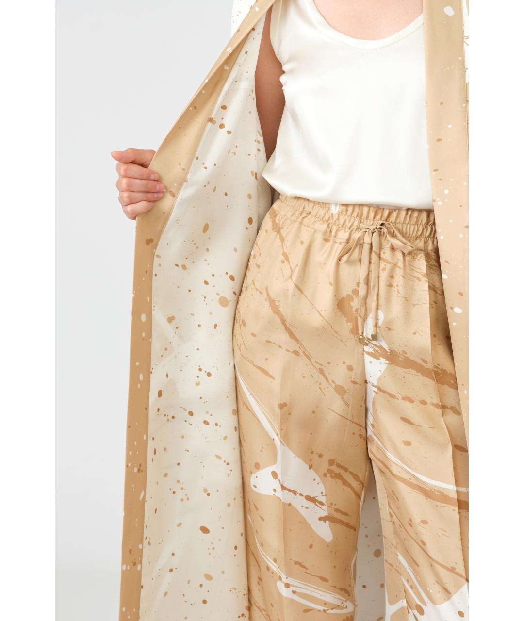 KITON Бежевое шелковое повседневное платье, фото 8