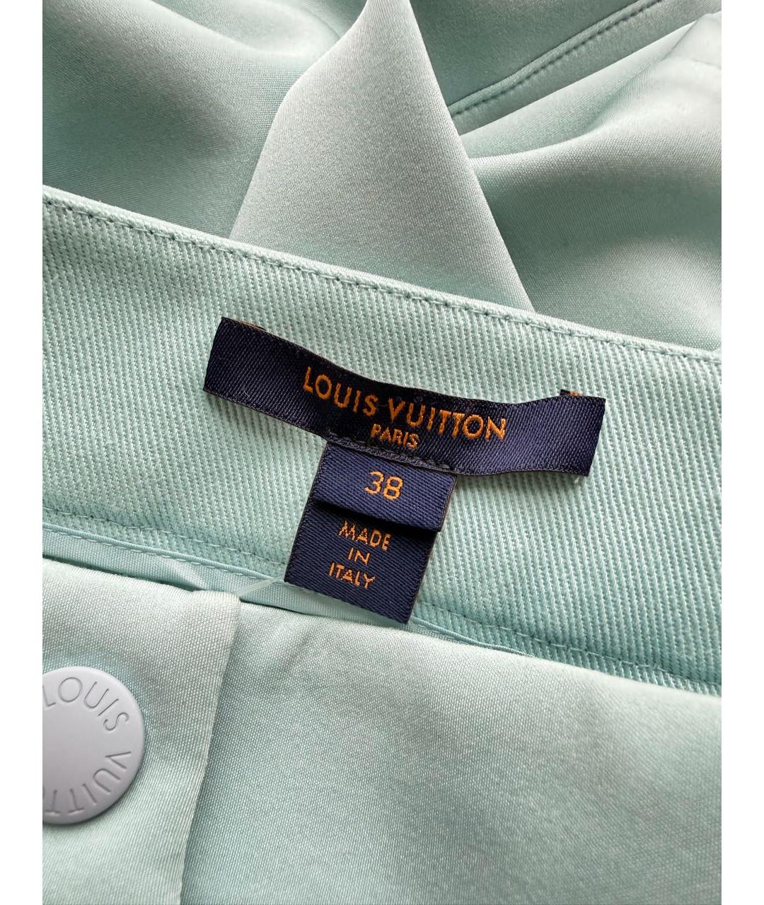 LOUIS VUITTON Бирюзовые полиамидовые брюки широкие, фото 7