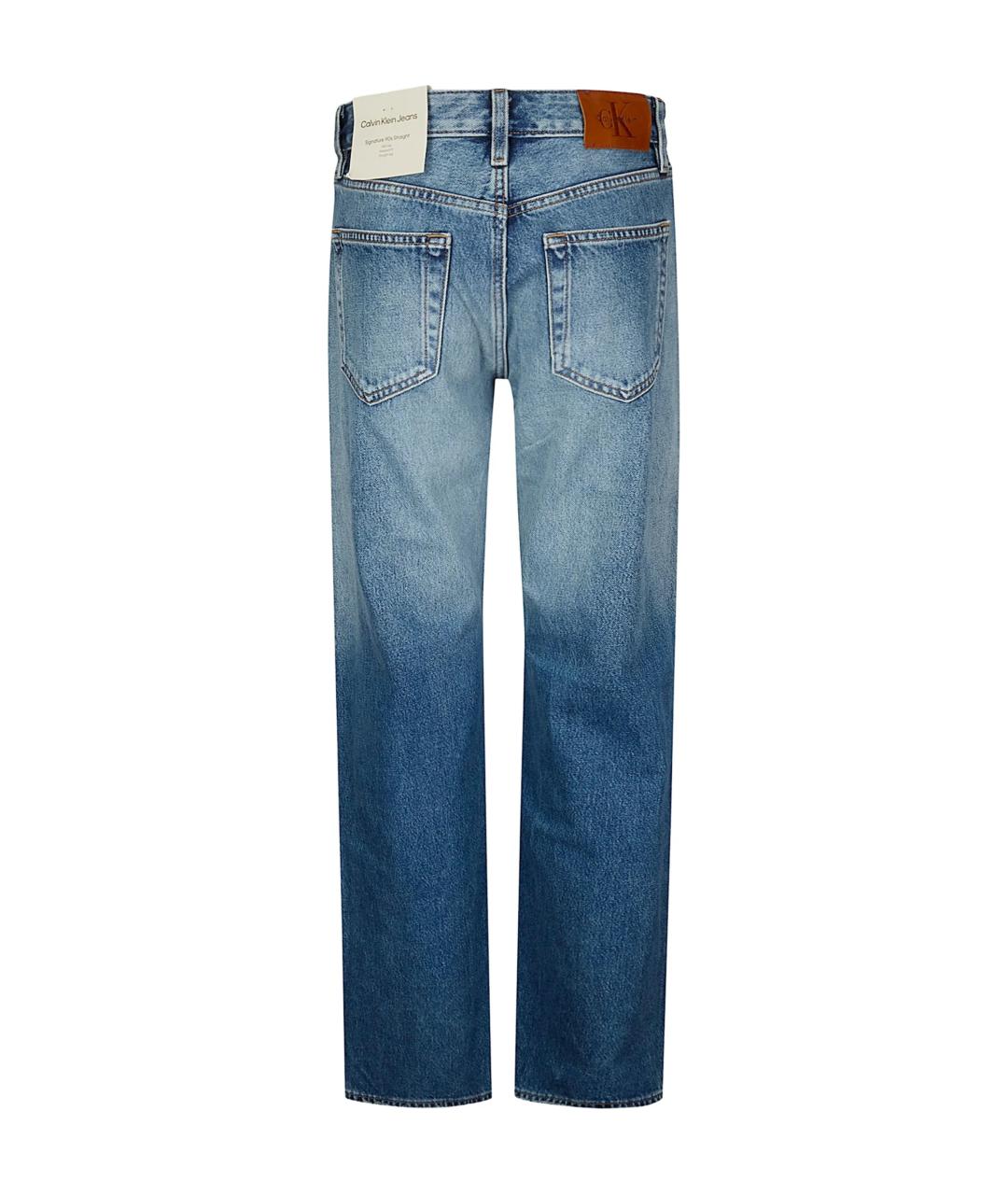 CALVIN KLEIN Синие хлопковые прямые джинсы, фото 2