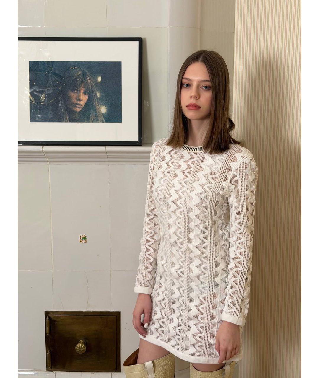 LOUIS VUITTON Белое хлопковое коктейльное платье, фото 8