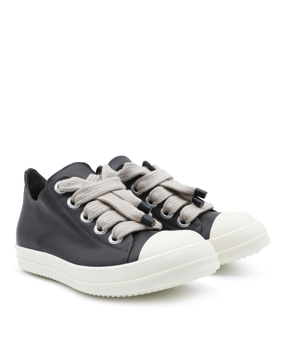 RICK OWENS Черные кожаные кроссовки, фото 2