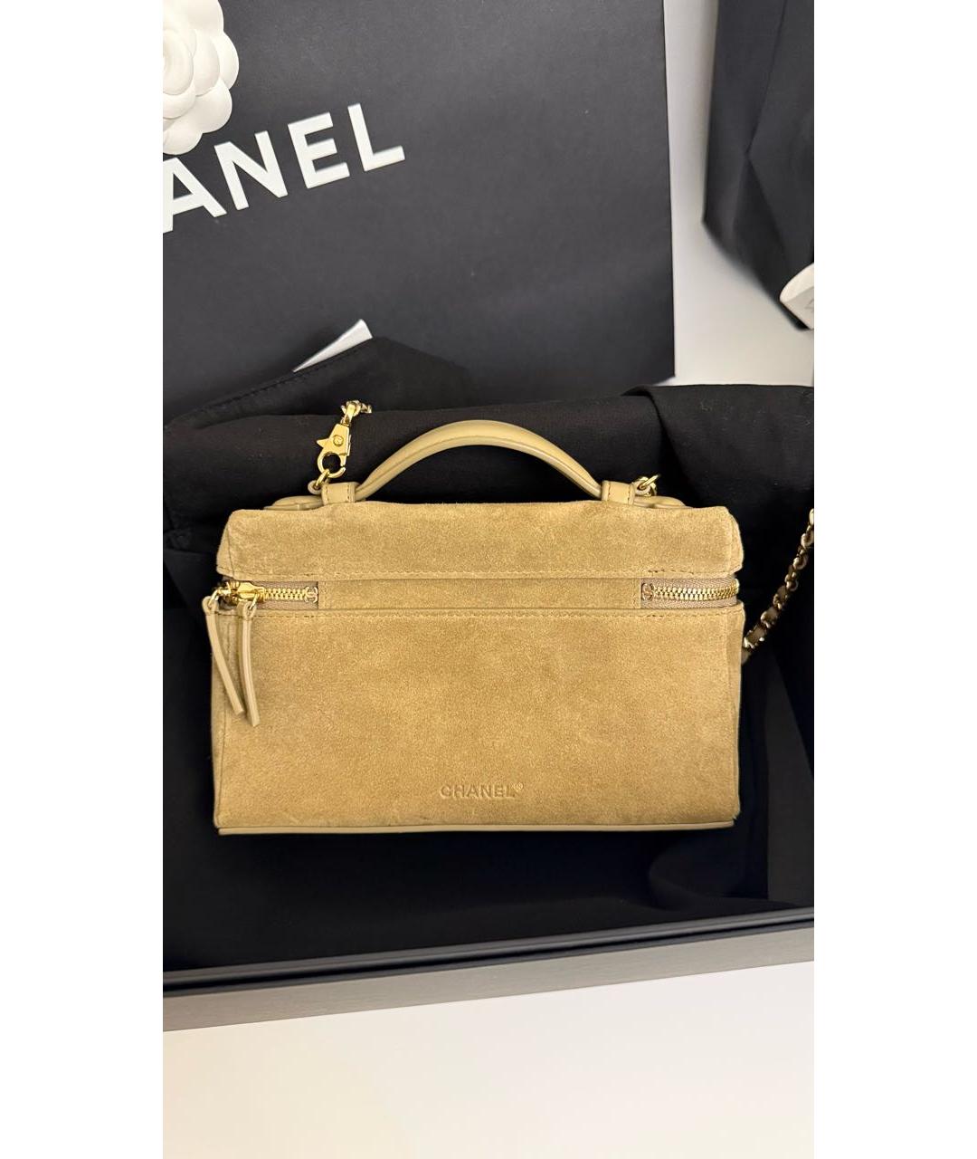 CHANEL Бежевая замшевая сумка через плечо, фото 5