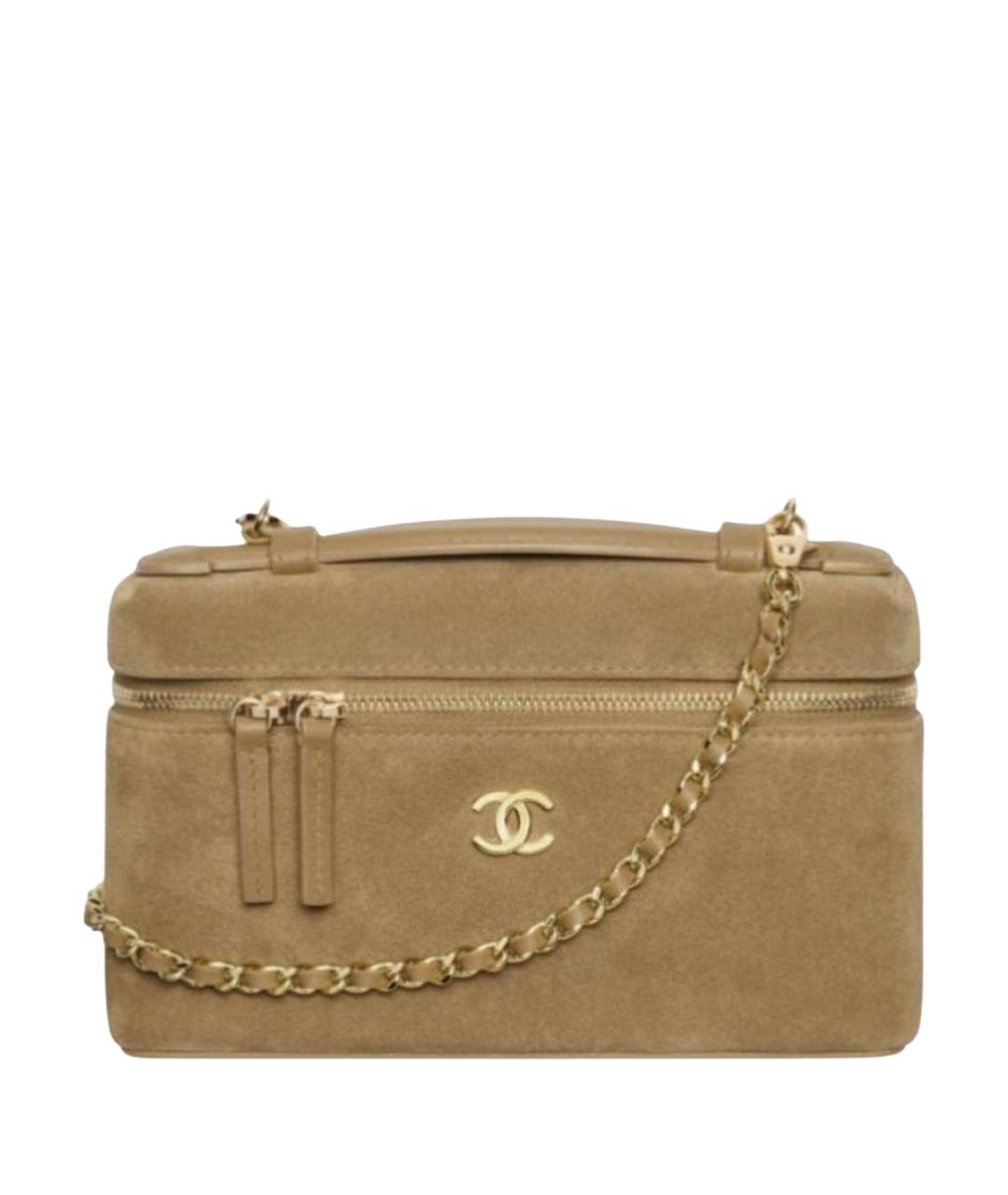 CHANEL Бежевая замшевая сумка через плечо, фото 1