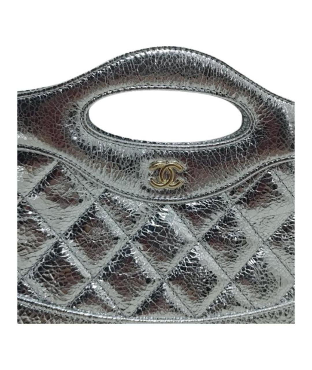 CHANEL Серебряная кожаная сумка через плечо, фото 2