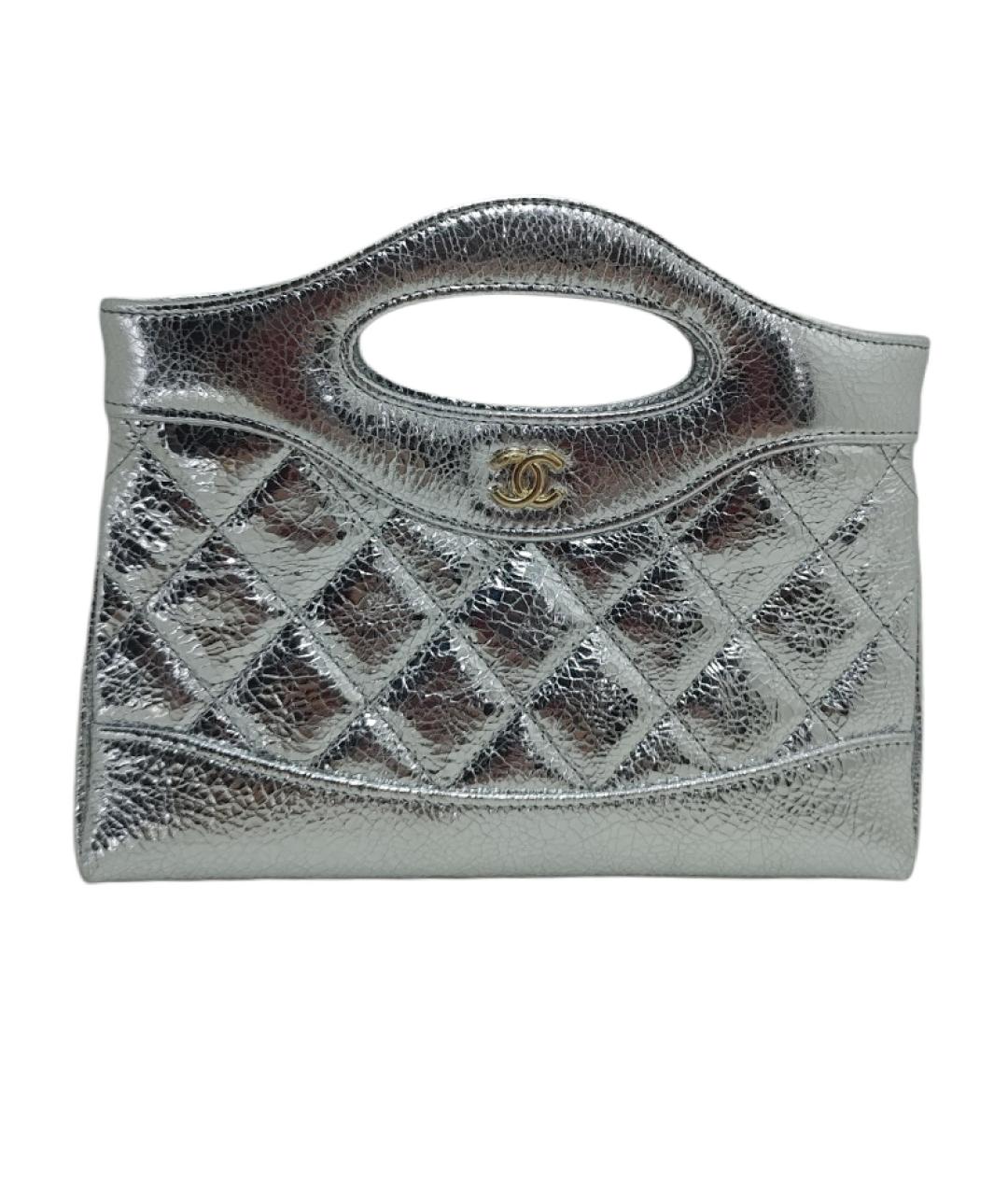 CHANEL Серебряная кожаная сумка через плечо, фото 1