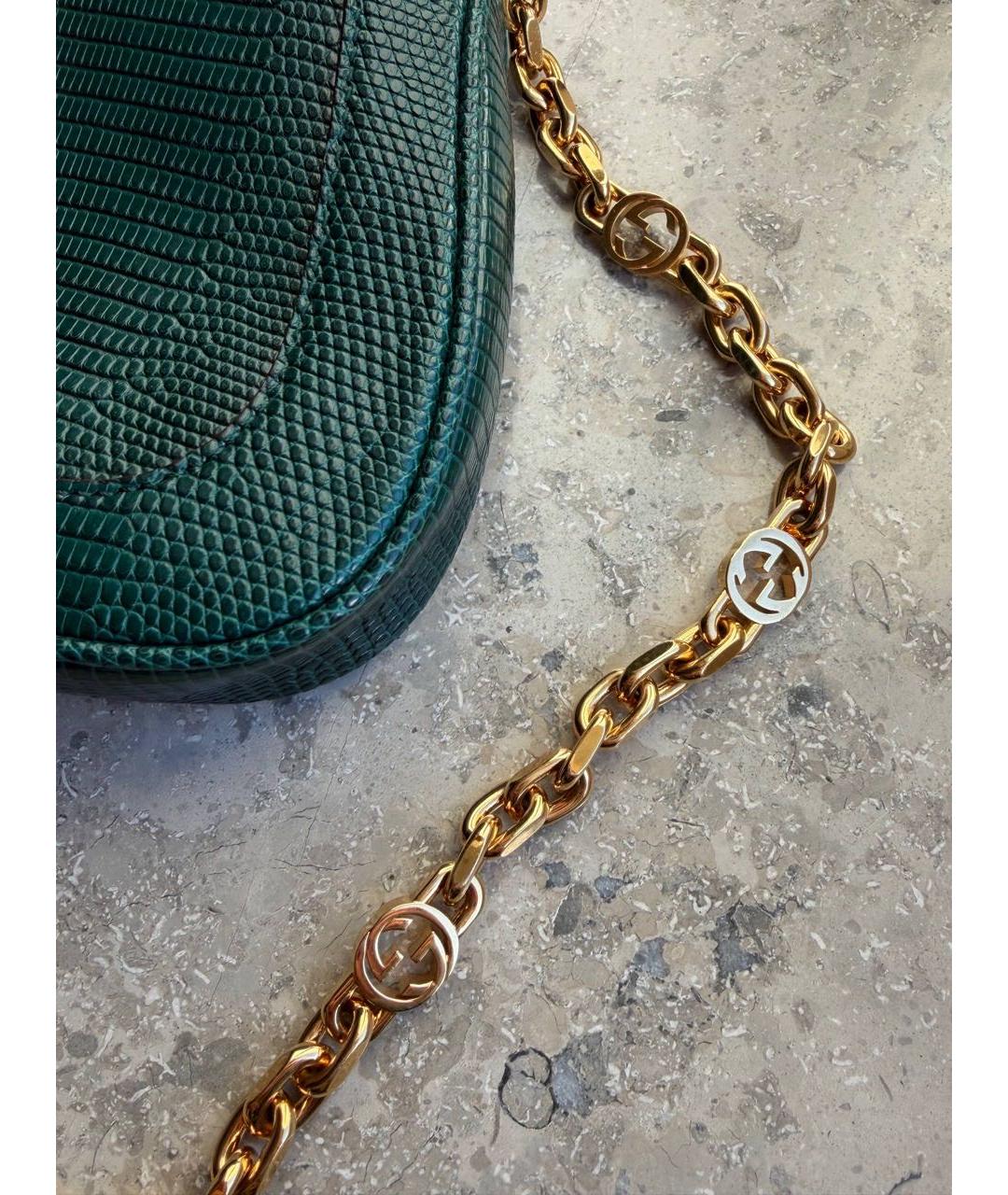 GUCCI Зеленая кожаная сумка с короткими ручками, фото 5