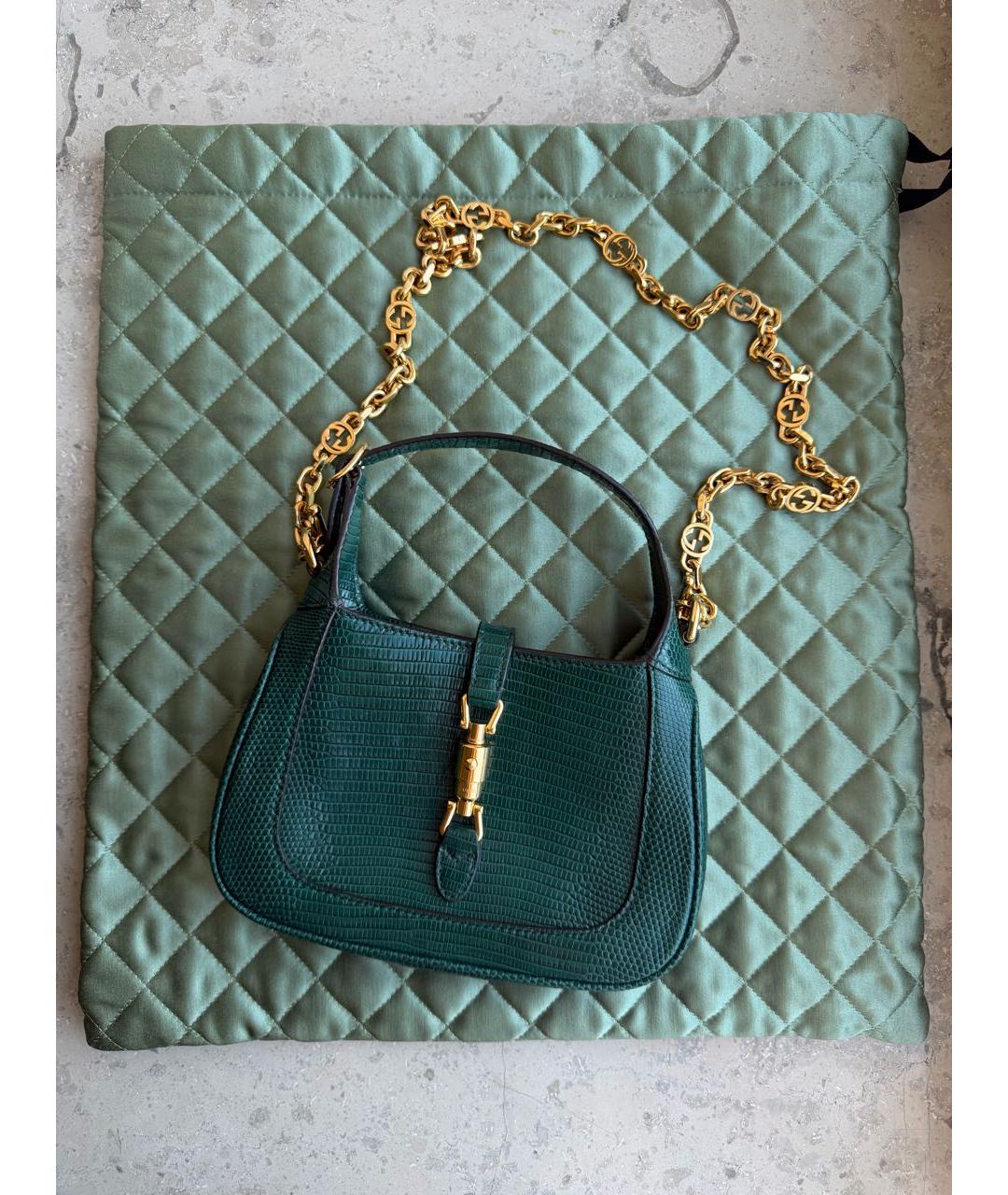 GUCCI Зеленая кожаная сумка с короткими ручками, фото 7