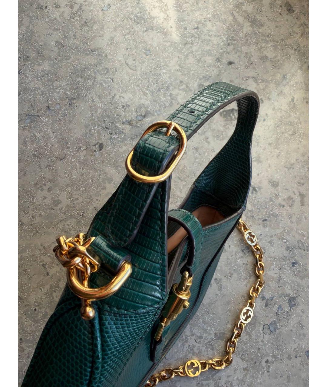 GUCCI Зеленая кожаная сумка с короткими ручками, фото 4