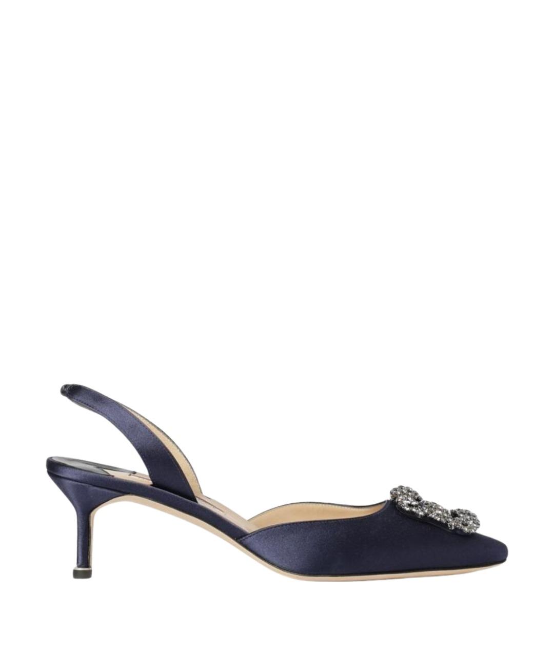 MANOLO BLAHNIK Синие текстильные туфли, фото 1