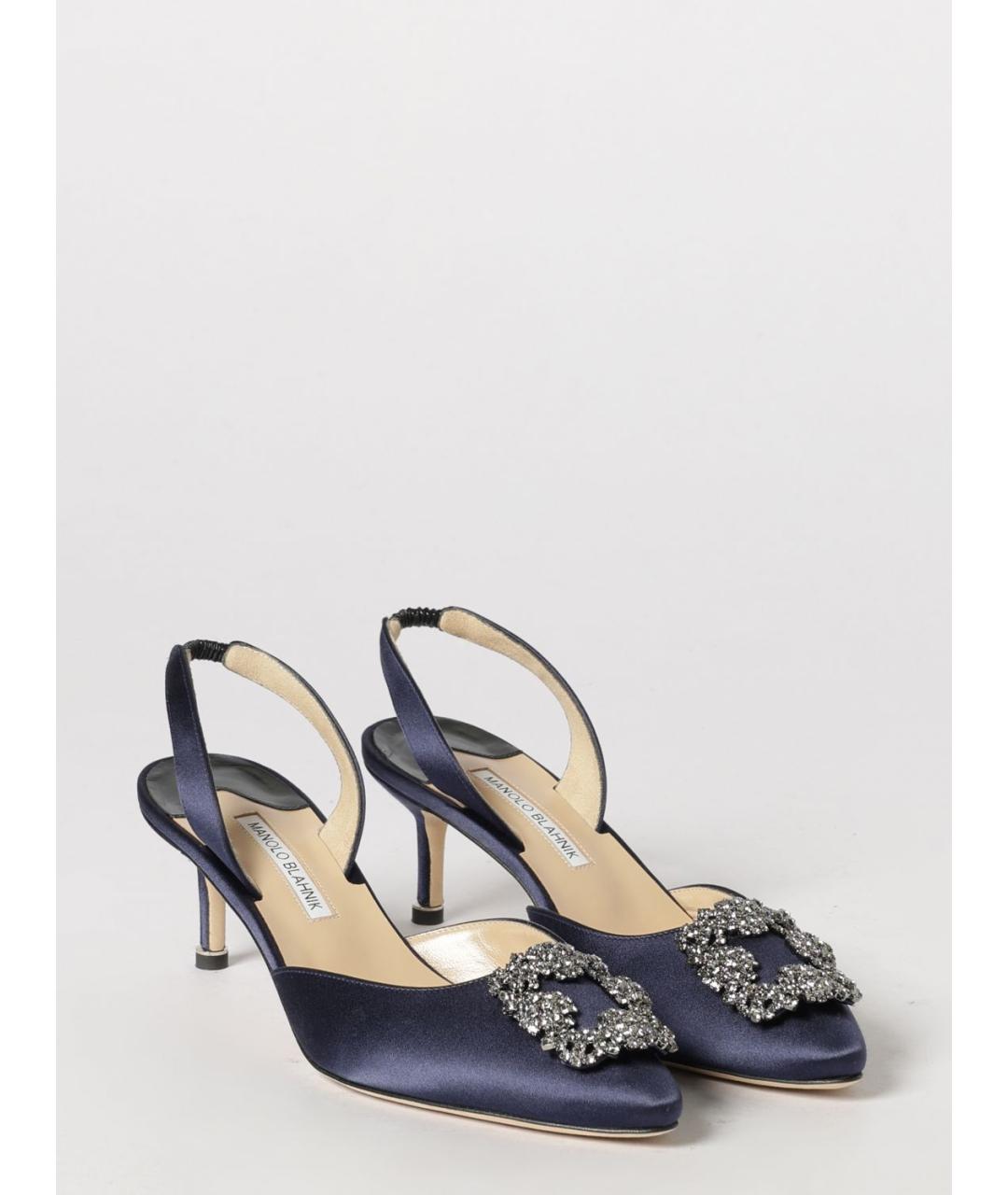 MANOLO BLAHNIK Синие текстильные туфли, фото 2
