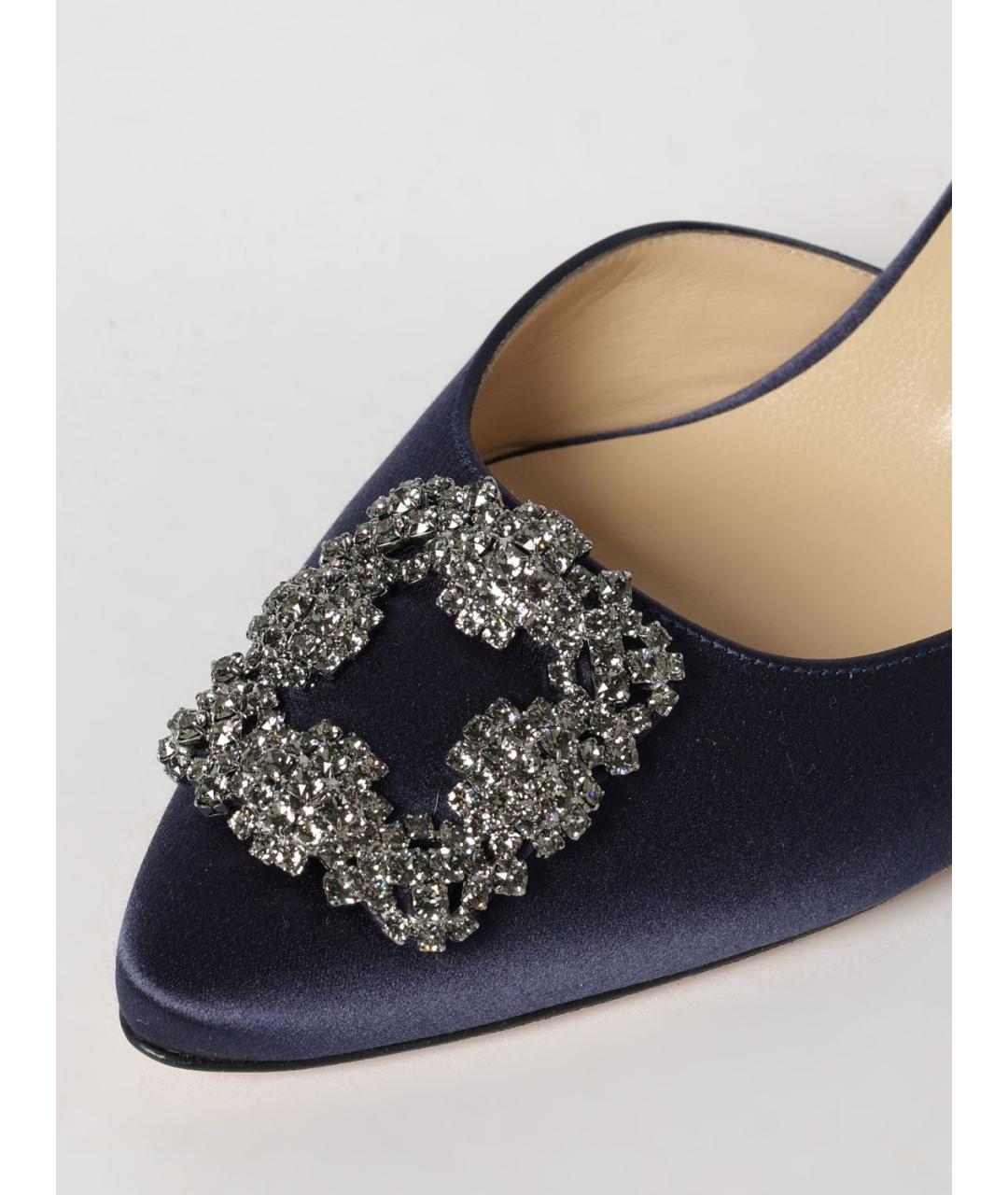 MANOLO BLAHNIK Синие текстильные туфли, фото 4