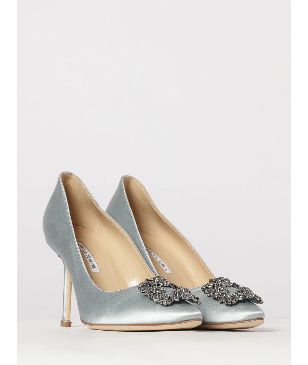 MANOLO BLAHNIK Серые текстильные туфли, фото 2
