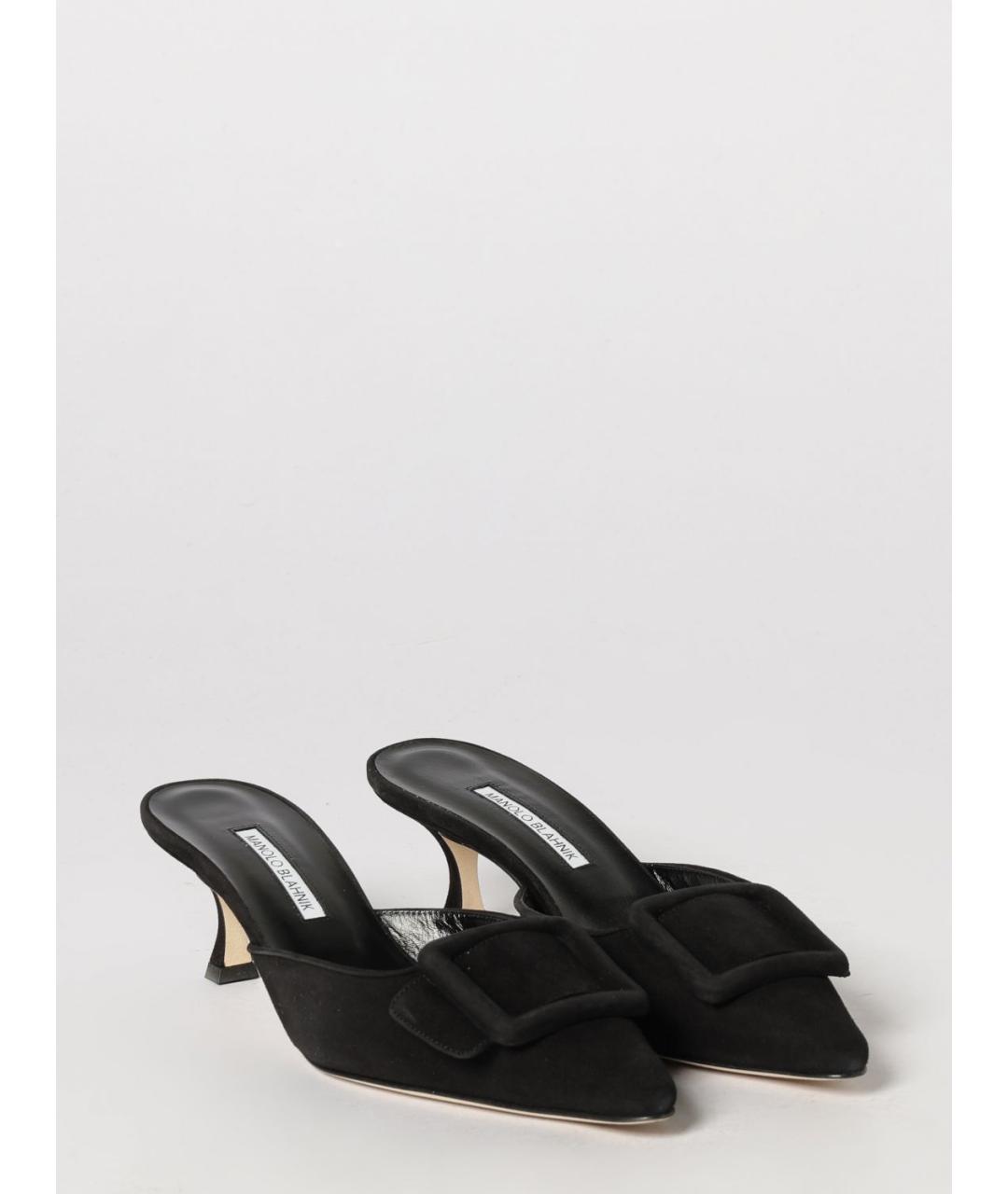 MANOLO BLAHNIK Черные замшевые мюли, фото 2