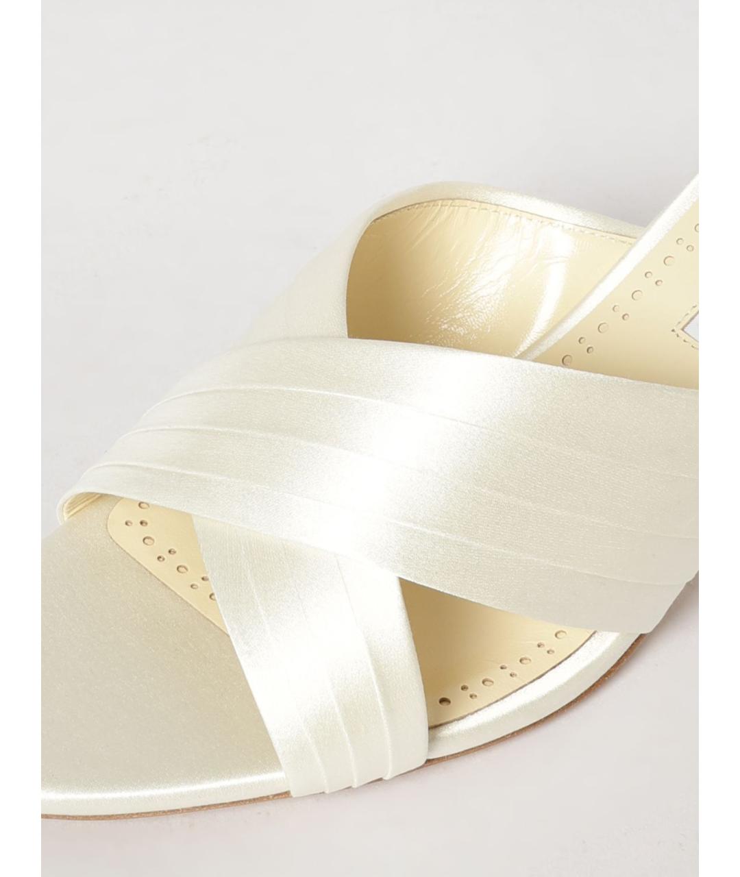 MANOLO BLAHNIK Бежевые текстильные мюли, фото 4