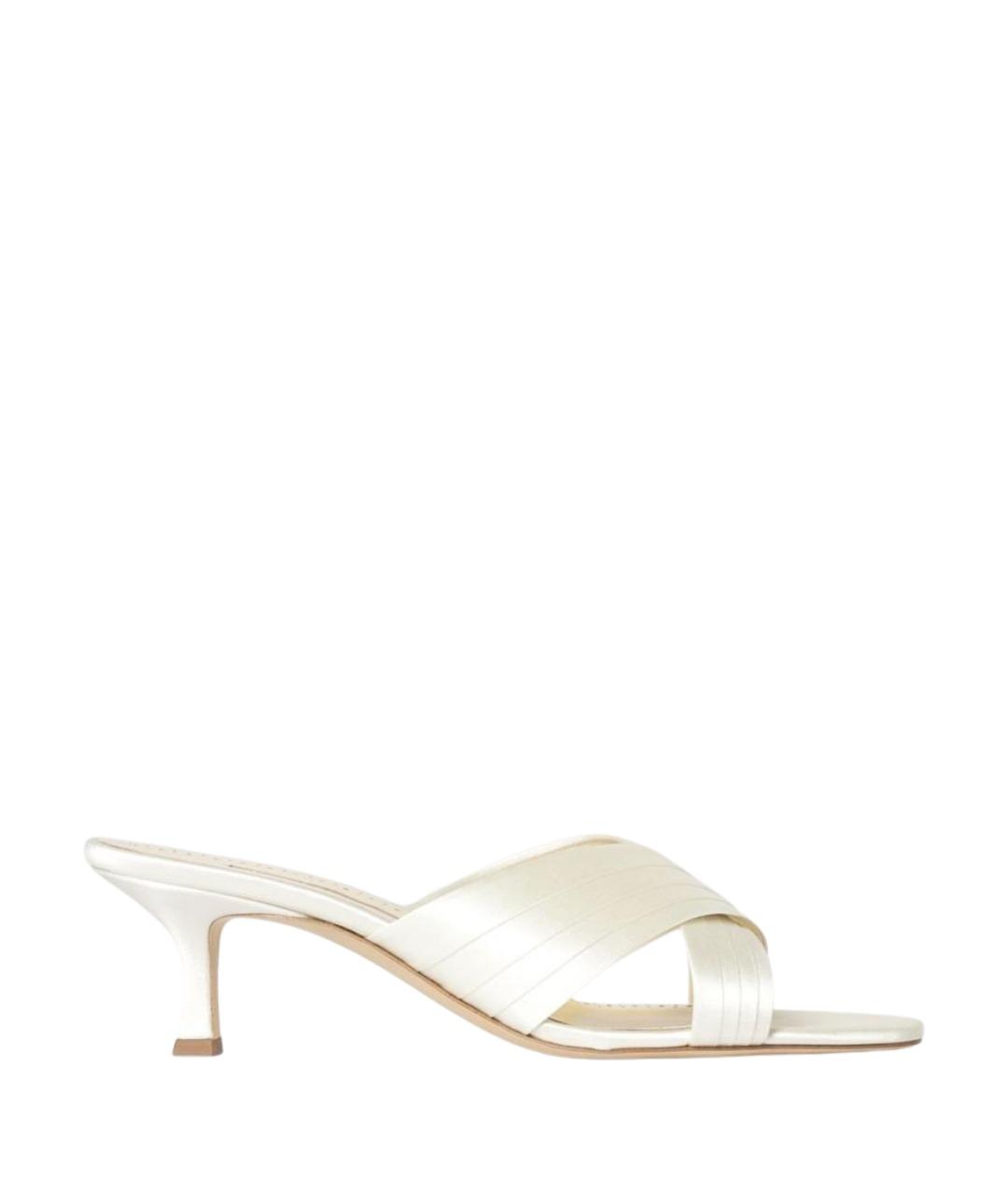 MANOLO BLAHNIK Бежевые текстильные мюли, фото 1