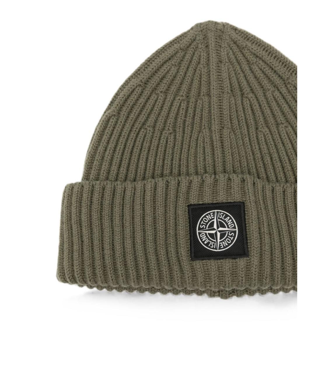 STONE ISLAND Зеленая шерстяная шапка, фото 3
