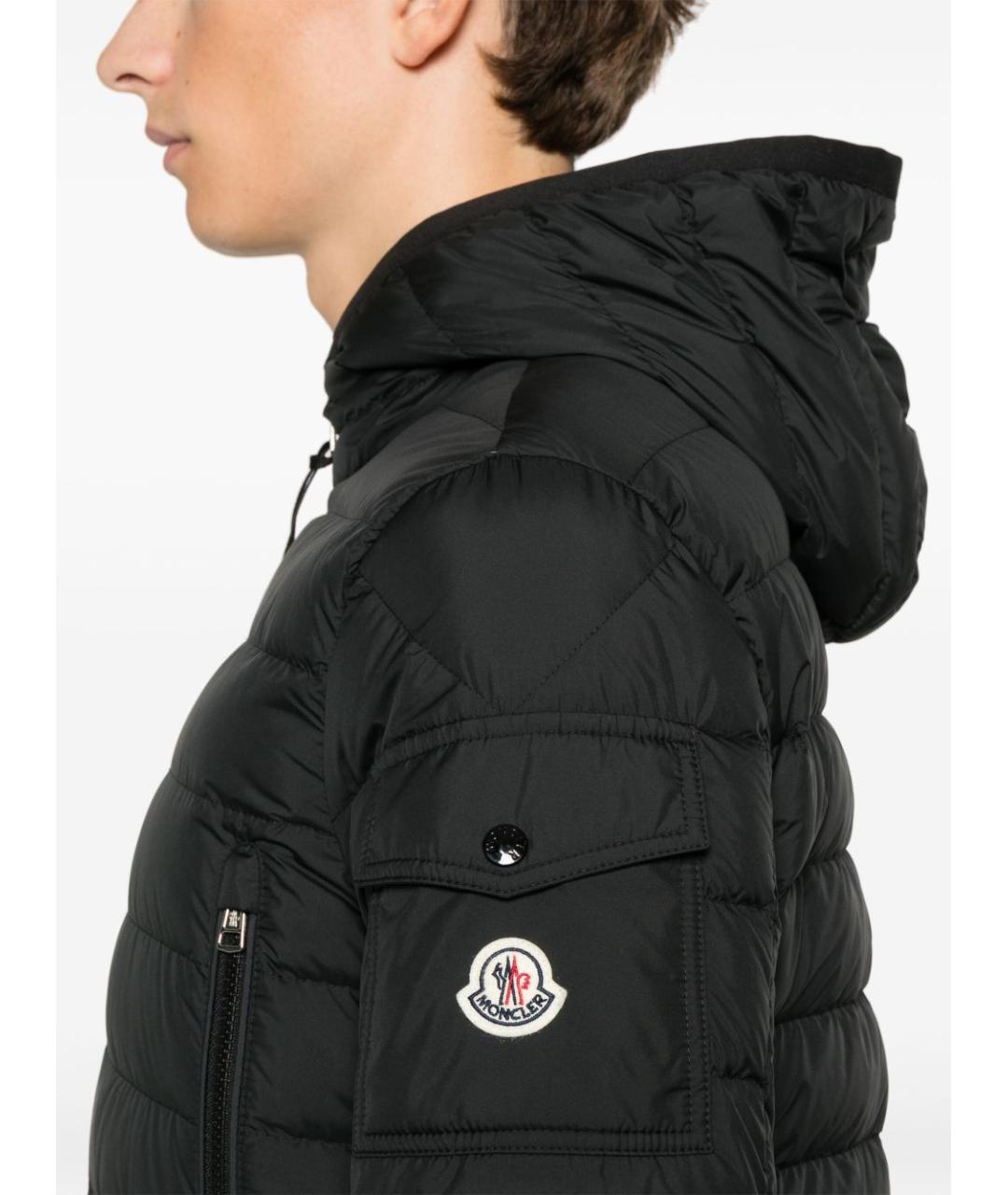 MONCLER Черный полиэстеровый пуховик, фото 2