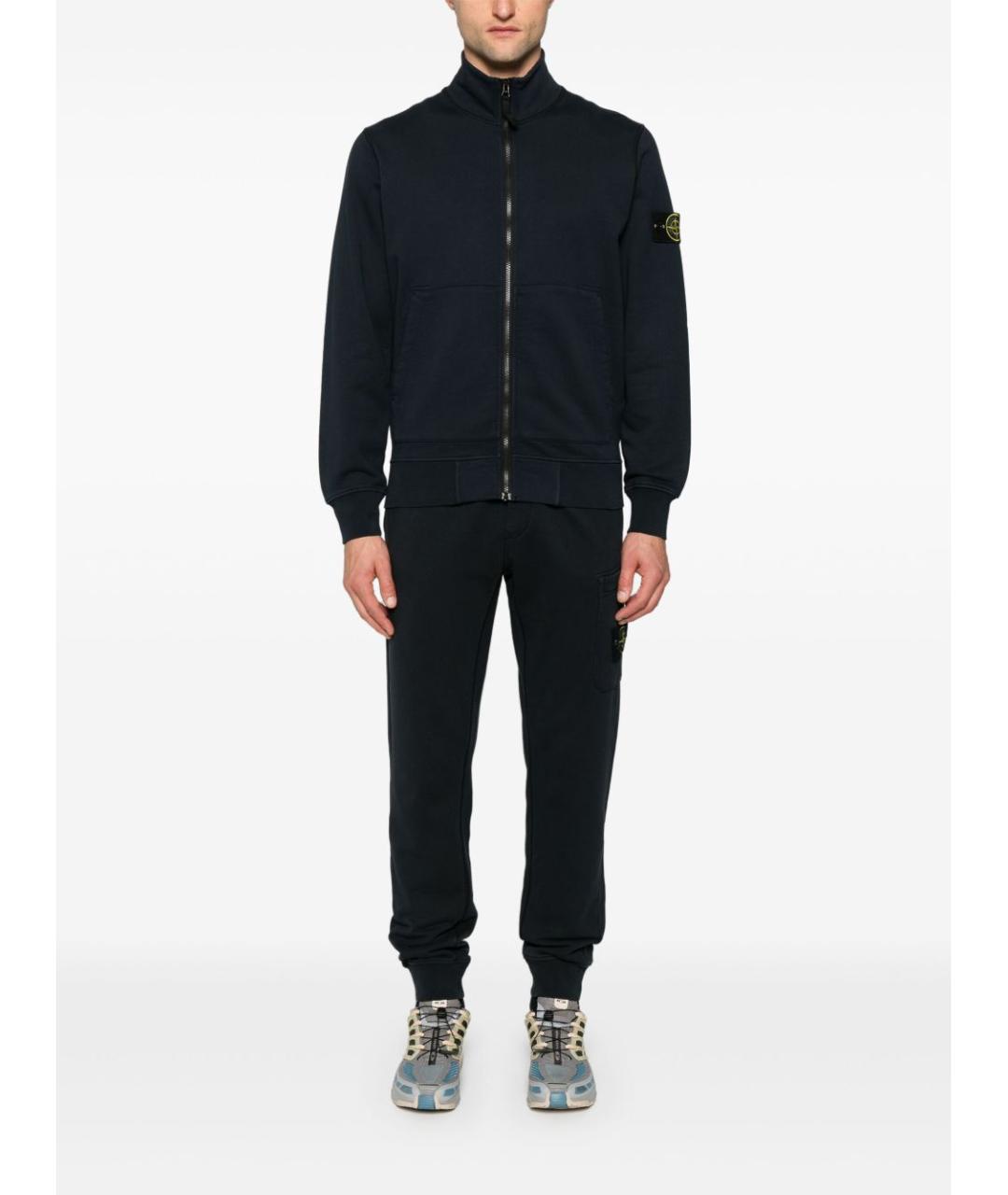 STONE ISLAND Темно-синие хлопковые повседневные брюки, фото 4