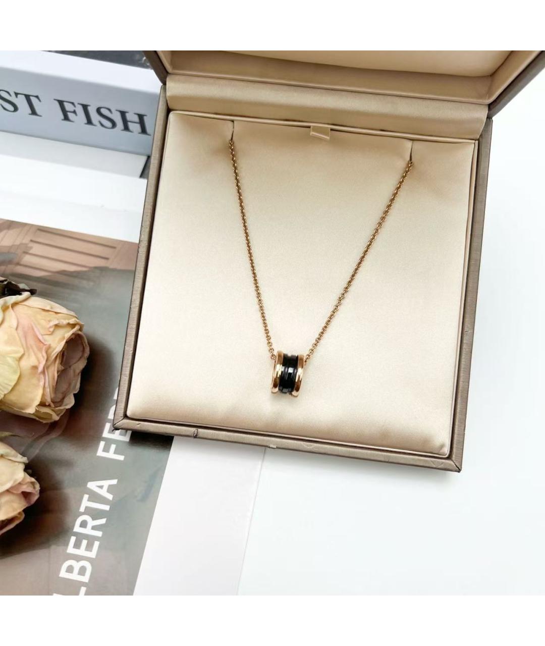 BVLGARI Черная подвеска из розового золота, фото 4