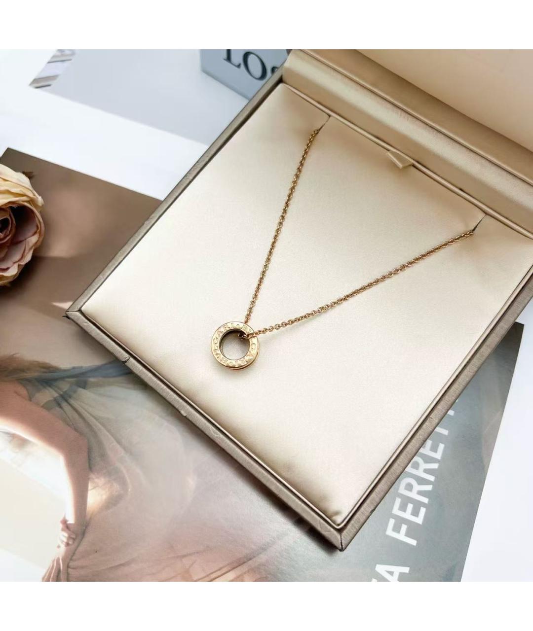 BVLGARI Черная подвеска из розового золота, фото 2