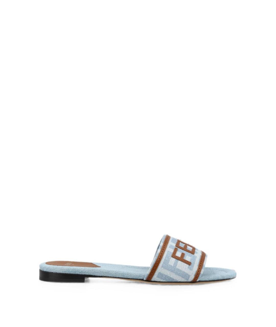 FENDI Голубые текстильные сандалии, фото 1