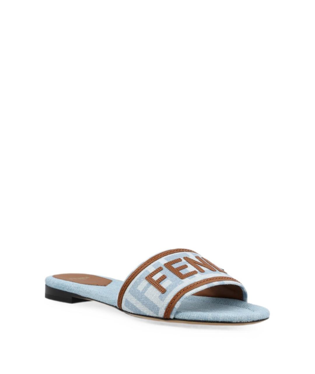 FENDI Голубые текстильные сандалии, фото 3