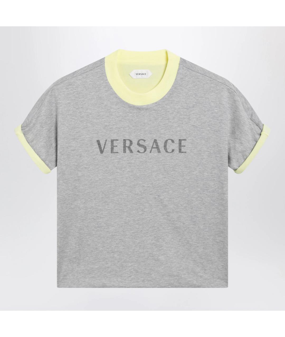 VERSACE Серая хлопковая футболка, фото 3