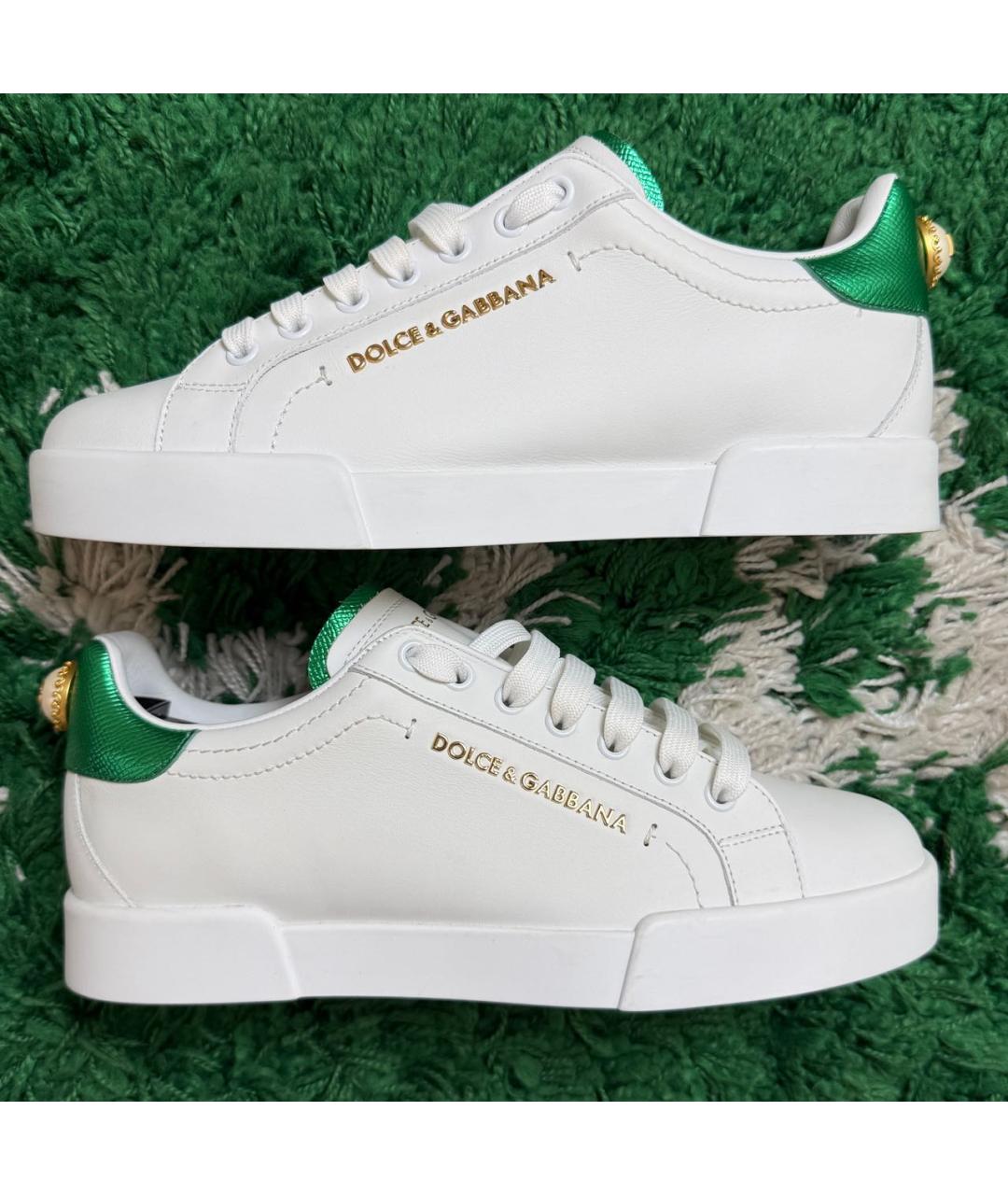 DOLCE&GABBANA Белые кожаные кеды, фото 4