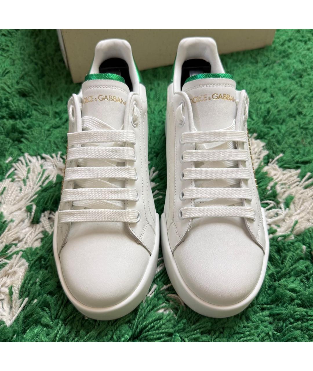 DOLCE&GABBANA Белые кожаные кеды, фото 3