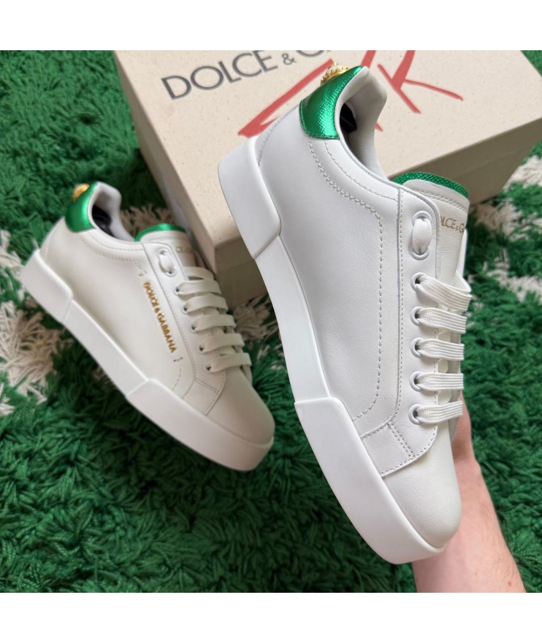 DOLCE&GABBANA Белые кожаные кеды, фото 2