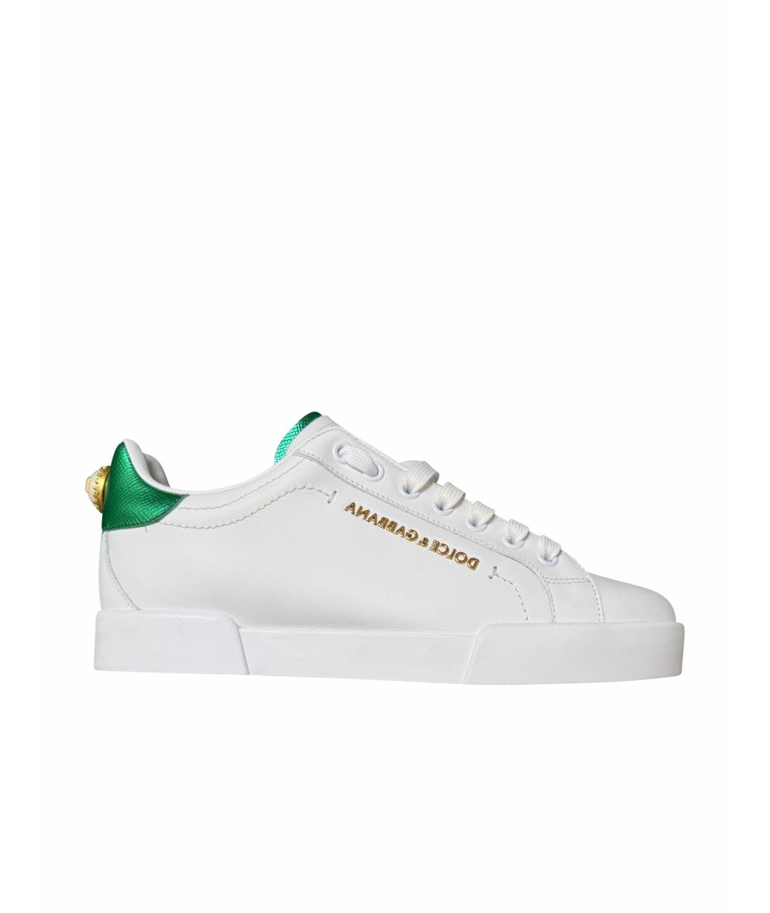 DOLCE&GABBANA Белые кожаные кеды, фото 1