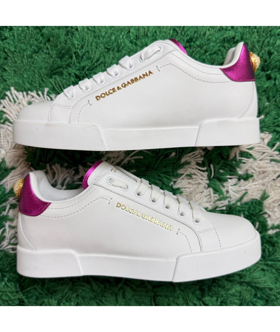 DOLCE&GABBANA Белые кожаные кеды, фото 4